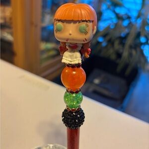 Colorful Beaded pen. Horror. Girl in a chair. New no tags
